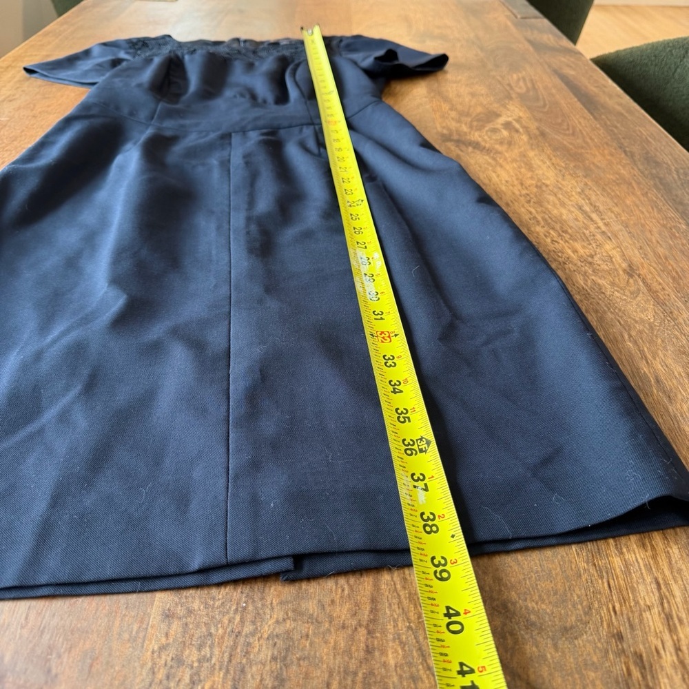 Brooks Brothers Navy Wool Blend Sheath Dress Lace Yoke Professional 4 - Picture 4 of 12